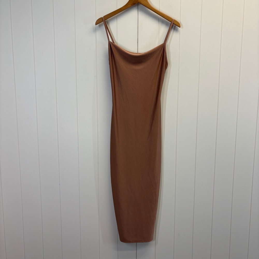 Y2K Cowl Neck Bodycon Spaghetti Strap Dress Women Size S Clubwear Cocktail Glam - Picture 1 of 11